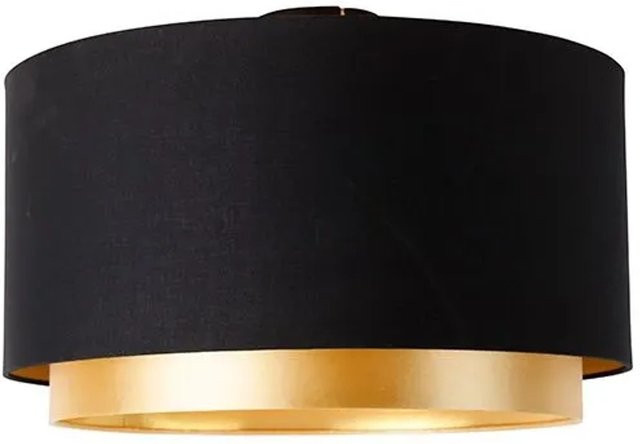 QAZQA Moderne Deckenleuchte Schwarz und Gold mit Stoffschirm, E27, dimmbar, Durchmesser: 47 cm - Bild 1