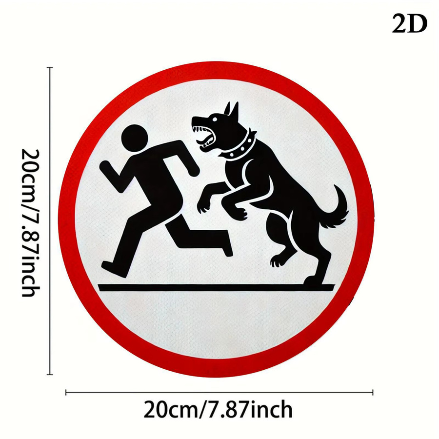 Potdemiel Rundes Aluminium-Warnschild für große Hunde mit laufender Figur, Metalldekor in Rot, Durchmesser: 19,81 cm - Bild 2