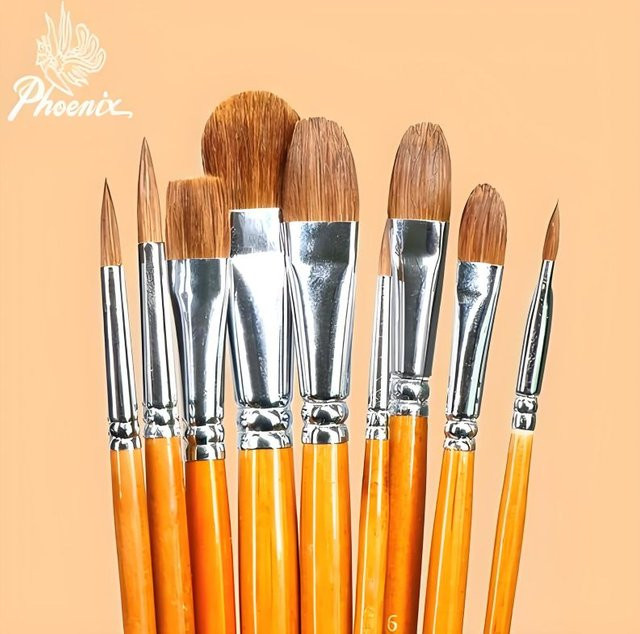 PHOENIX Art Aquarellpinsel-Set aus Wolfshaar in Multicolour für professionelle Handmalerei und Gouachemalerei - Bild 1