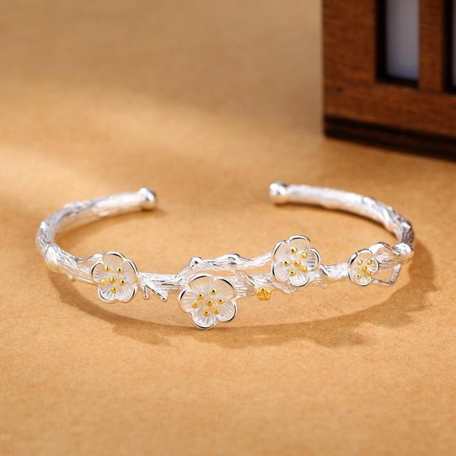Allbestart Armreif, 925 Silber, Vintage, Blume, Damen - Bild 1
