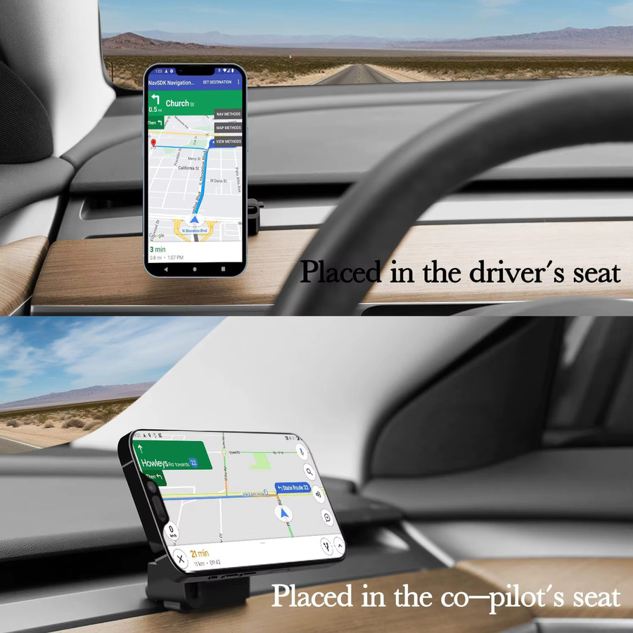 TEEQ Magnetische kabellose Autoladegerät-Halterung für Tesla Model 3 und Model Y, Adsorbierbarer Smartphone-Halter in Schwarz - Bild 3