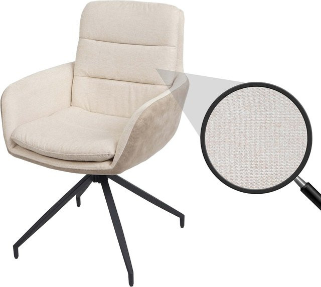 MCW Esszimmerstuhl K32 drehbar mit Armlehnen aus Stoff in Beige - Bild 1