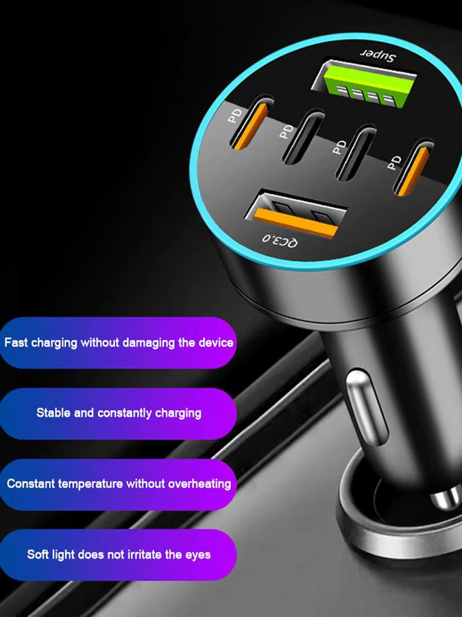 36W Auto Ladegerät mit PD und QC3.0 Schnellladefunktion, USB-A Adapter für Zigarettenanzünder, Schwarz - Bild 5