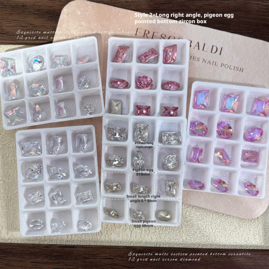 YYM Nagelzirkonia-Charms, 12 Stück, Glänzend, Unisex - Bild 3