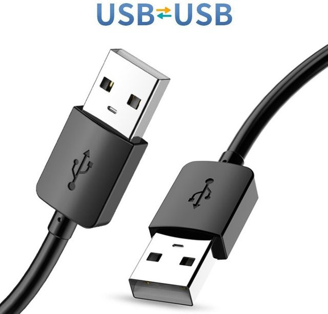 Fomscvka USB A auf USB A Dual USB 2.0 Stecker auf Stecker Verlängerungskabel in Schwarz - Bild 1