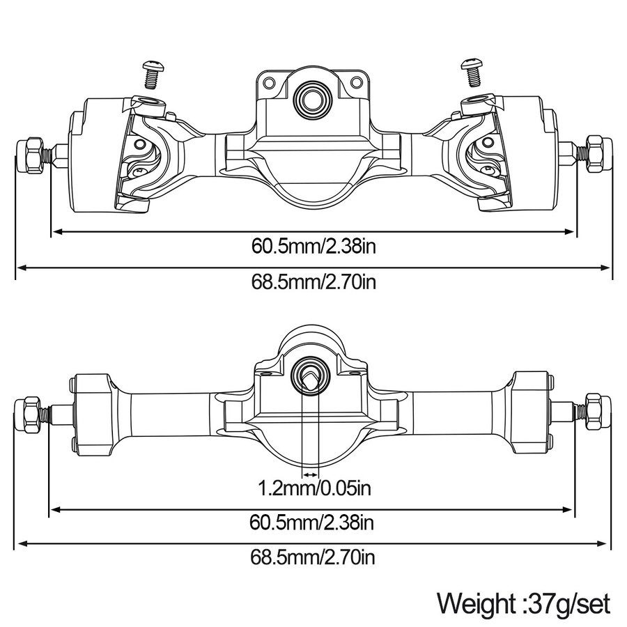 Fimonda CNC-Aluminium-Vorder- und Hinterachse mit Messinggelenken, 1:30, Zubehör - Bild 3