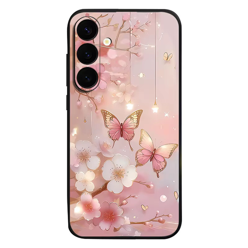 Magnetische Handyhülle mit Schmetterling und Blumen für Samsung Galaxy S25 S24 Ultra S23 S22 Plus S24 FE A56 A55 A16 A15 A36 in Beige und Weiß aus weichem TPU - Bild 4