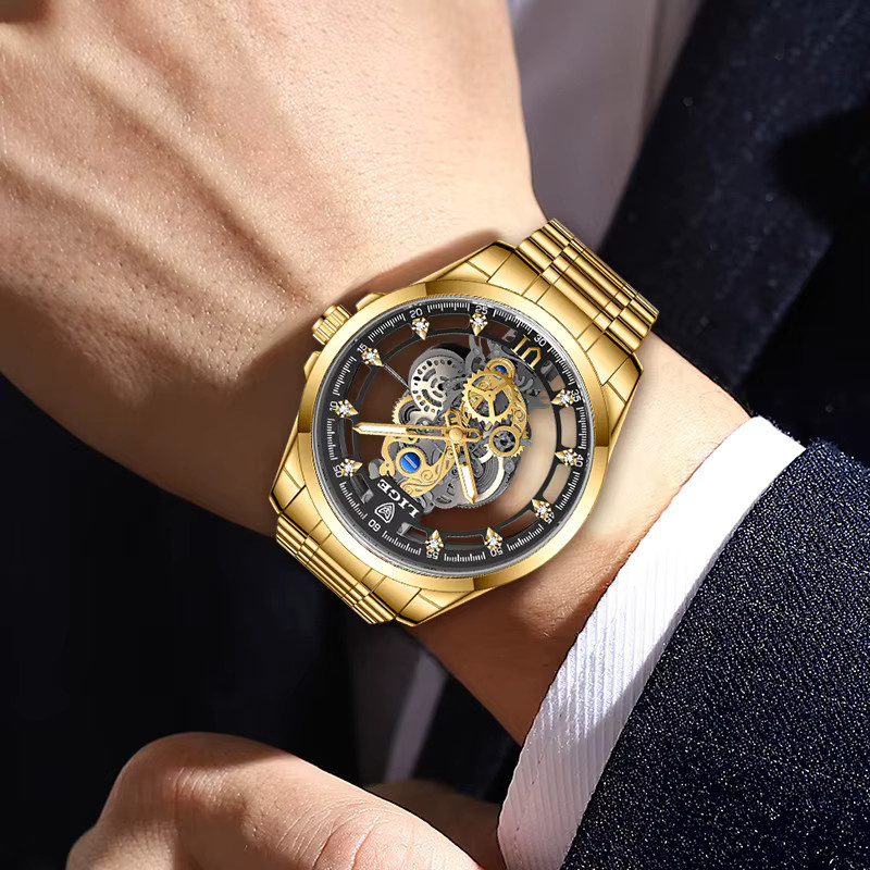 Lige Armbanduhr, Quarz, Gold, Edelstahl, Herren - Bild 5