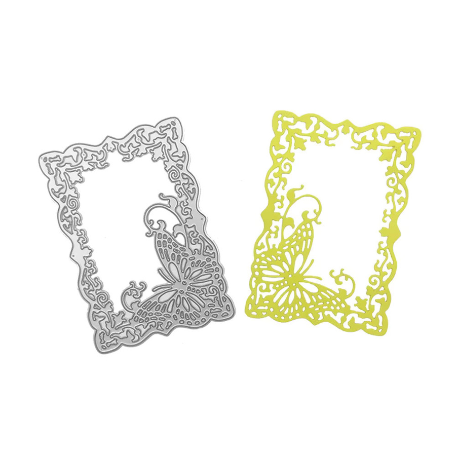Handgeschnitzte Metall-Stanzschablone in Silber für DIY Scrapbook Dekorationen und geprägte Hintergrundplatten - Bild 2