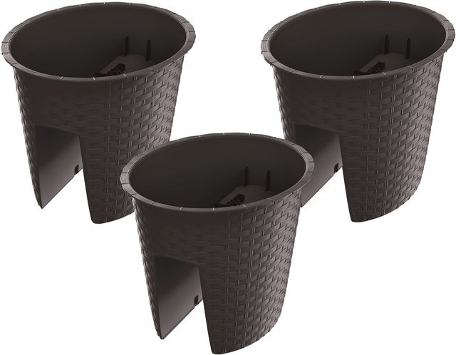 PROSPERPLAST Geländertopf Ratolla Railing 3er Set Oval Braun B/H/T: 29,8 x 22,5 x 24,2 cm - Bild 1