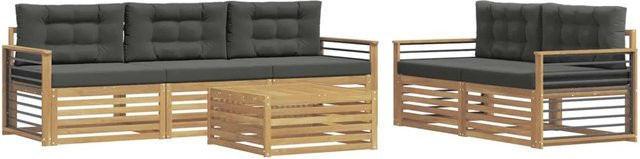 vidaXL Outdoor-Sofagarnitur aus Akazienholz mit 6 Teilen in Weiß und Anthrazit - Bild 1