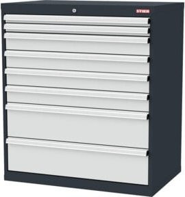 Stier Schubladenschrank aus Stahl in Grau mit 7 Schubladen, B/T/H: 90,0 x 57,5 x 102,0 cm - Bild 1