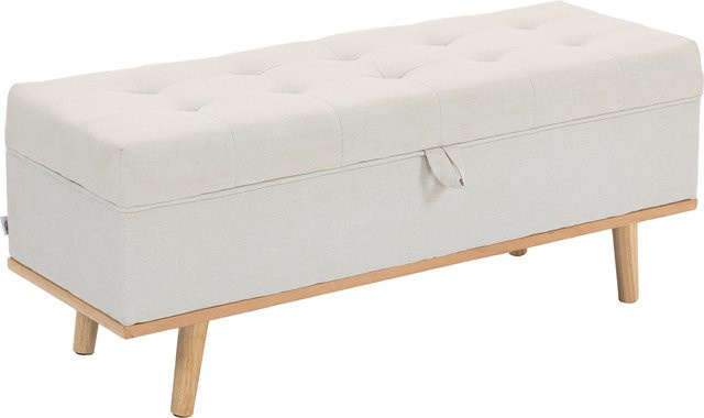 HOMCOM Aufbewahrungshocker mit 80L Fassungsvermögen aus Stoff in Creme mit Holzbeinen, B/T/H: 118 x 42 x 45 cm - Bild 1