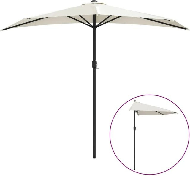 furnicato Balkon-Sonnenschirm Halbrund in Sand mit Aluminiummast und Polyesterbespannung B/T/H: 270 x 144 x 222 cm - Bild 1