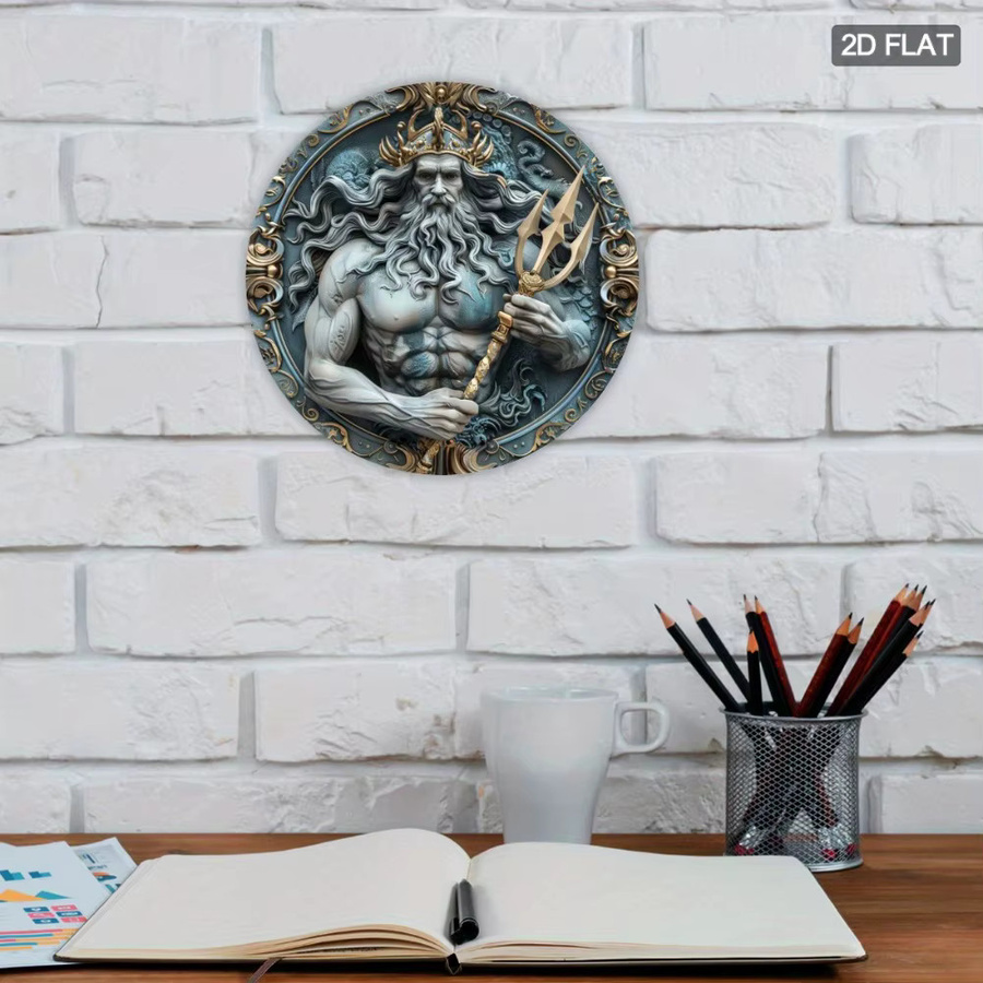 HELLOYOUNG Poseidon Wandkunst aus Metall, runde maritime Dekoration in Multicolour, Durchmesser: 20,0 cm - Bild 3