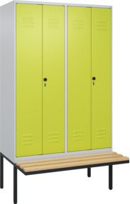 C+P Classic PLUS Spind mit Bank, 4 Abteile, Schwarz-Weiß, Sitzfläche aus Buche-Hartholz, B/T/H: 212 x 120 x 81,5 cm - Bild 1