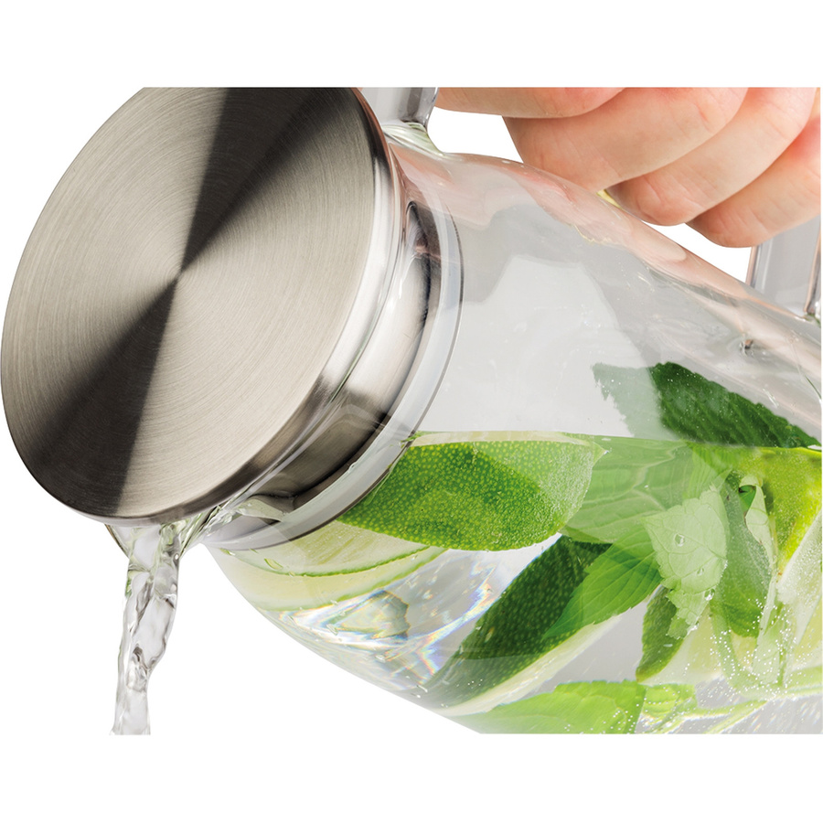 APS Glaskaraffe mit Deckel aus Glas und Edelstahl, transparent, 1,5 l - Bild 2