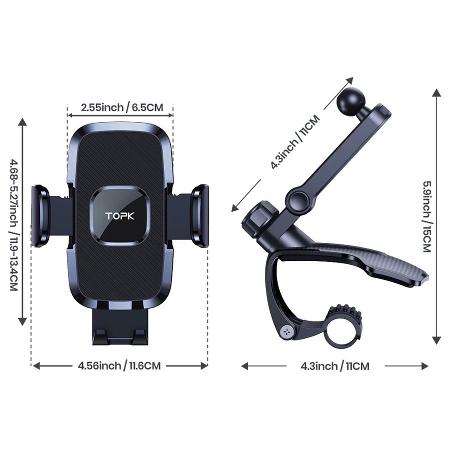 TOPK Autotelefonhalter Armaturenbretthalterung Easy Clip Universal Telefonständer in Schwarz für iPhone, Samsung und Xiaomi - Bild 6