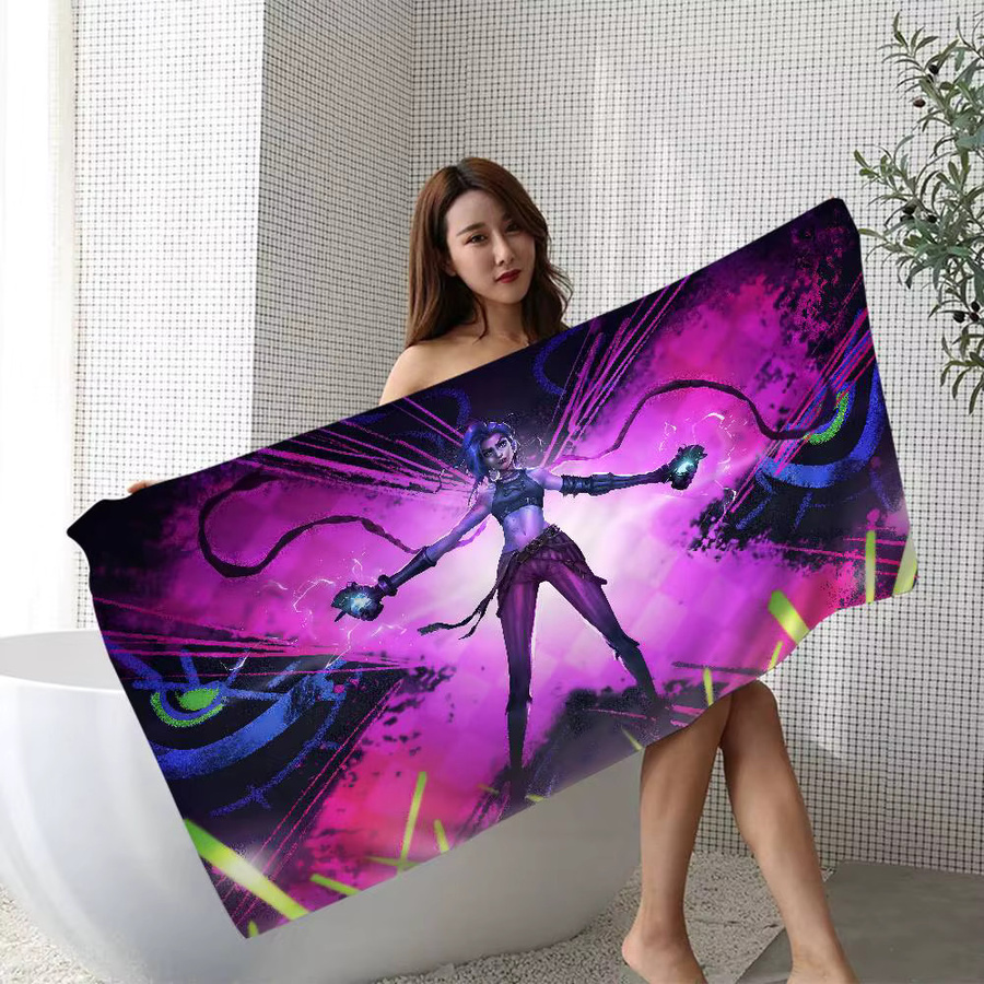 A-Arcane Mikrofaser-Strandtuch Jinx Anime Design, mehrfarbig, saugfähig und schnell trocknend - Bild 5