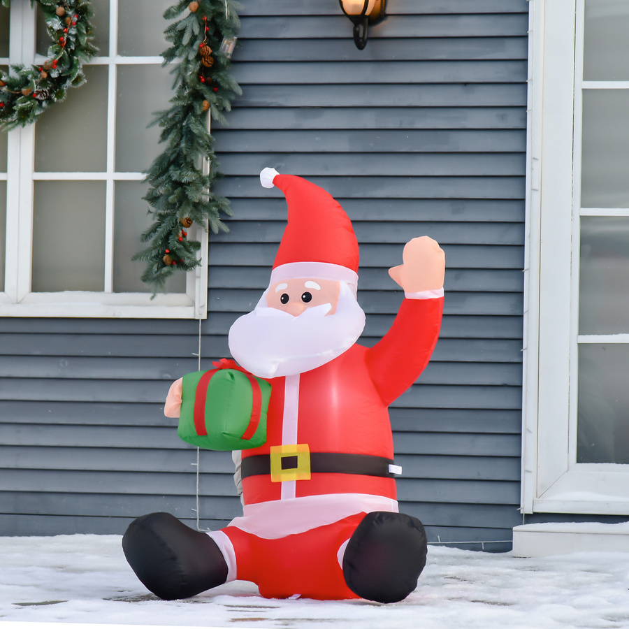 HOMCOM Selbstaufblasbarer Weihnachtsmann mit LED und Gebläse, rot, H x B x T: 120 x 70 x 50 cm - Bild 2