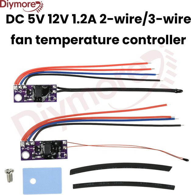 diymore PWM Dimmmodul zur automatischen Geschwindigkeitsregelung für CPU-Lüfter, 5V/12V, 1,2A, 2/3-Draht-Temperaturregler - Bild 1