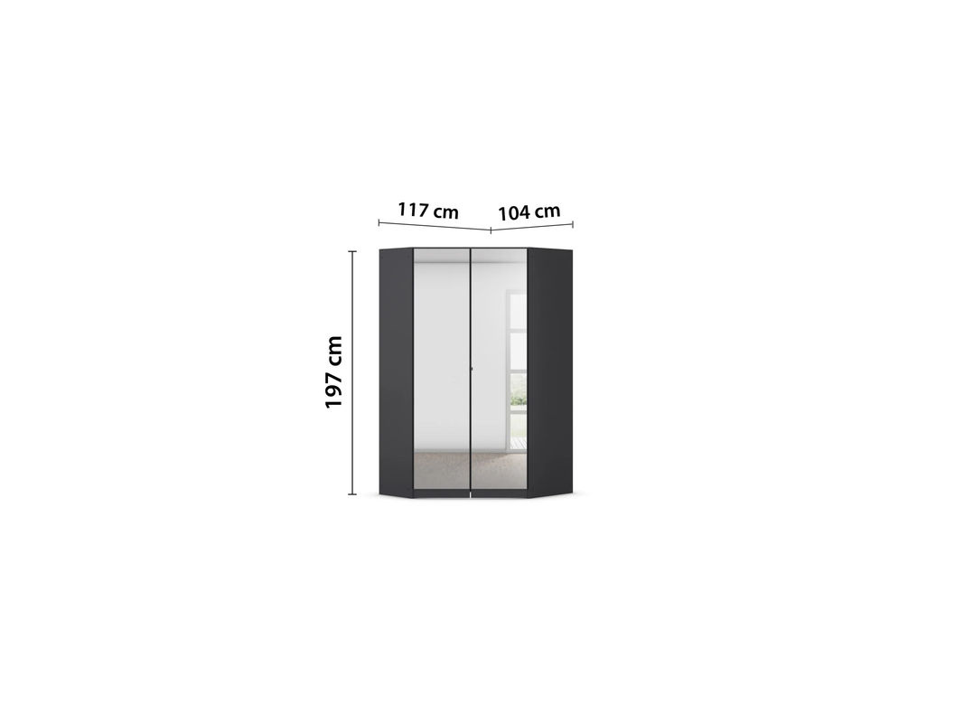 RAUCH BLUE Costa Eckschrank mit Drehtüren und Spiegel in Grau Metallic, B/T/H: 117 x 117 x 197 cm - Bild 3