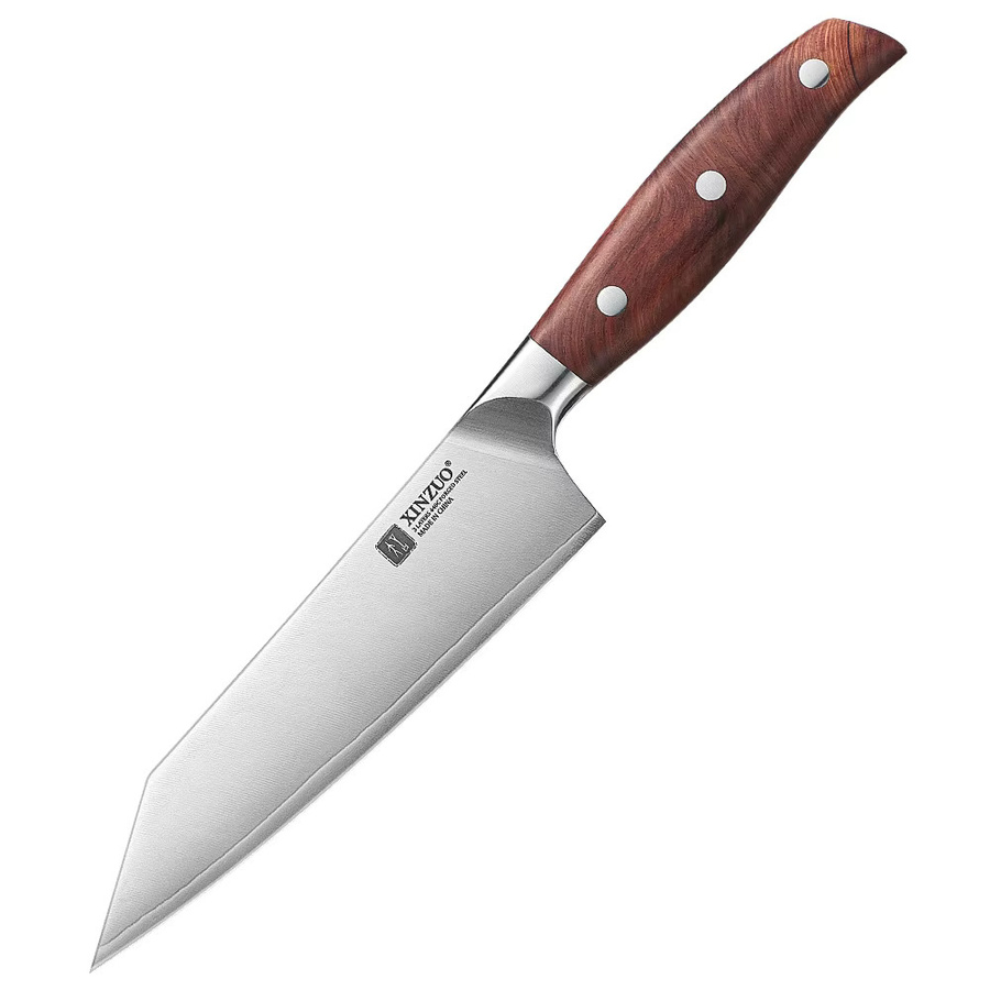 XINZUO Bunka-Messer Santoku aus 3-lagigem Verbundstahl, 15,24 cm, Silber - Bild 6