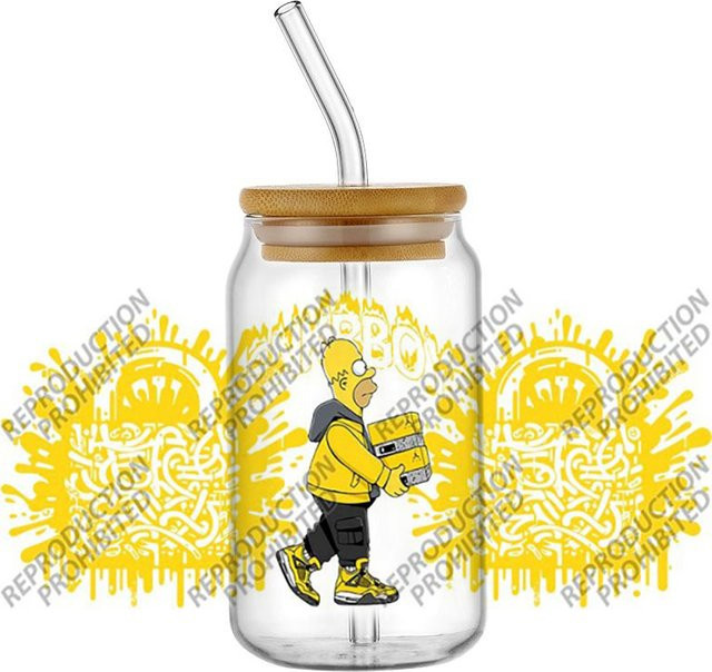 Funko UV-DTF-Transferaufkleber mit Cartoon-Design in Multicolour für 16oz Kaffee-Glasbecher - Bild 1