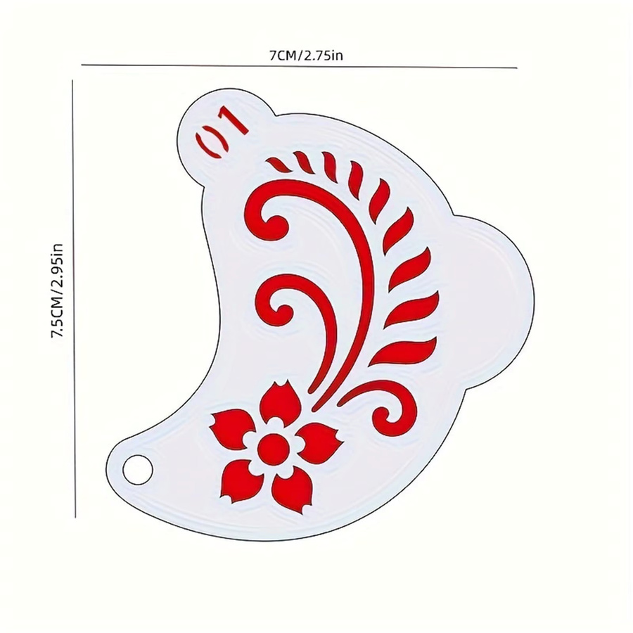 20-teiliges Set Gesichtsbemalungsschablonen, Kunststoff, Blumen, Spinnennetz, Herz - Bild 1