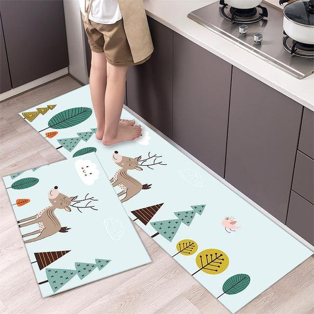 Yiran Furniture Küchenbodenmatte im modernen nordischen Stil mit Streifenmuster, waschbar und rutschfest, Mehrfarbig, B: 40 cm, L: 60 cm oder 120 cm - Bild 1