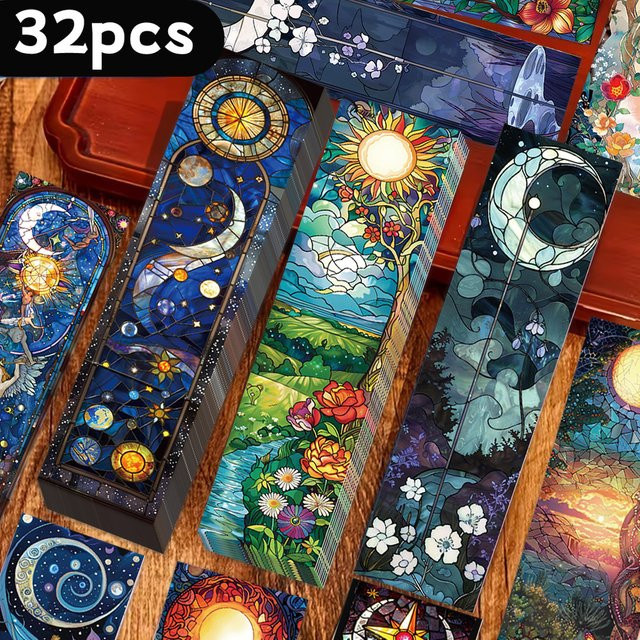 32 Stück bemalte Glas-Lesezeichen mit Windmotiv in Multicolour von tlenpo - Bild 1