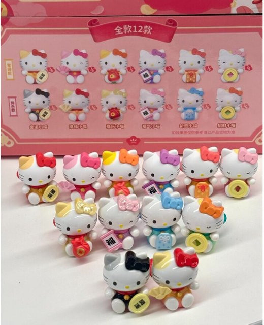 Sanrio Hello Kitty Lucky Meow Serie, Niedliche Bohnen-Minifiguren Blind Box, Actionfigur - Bild 1