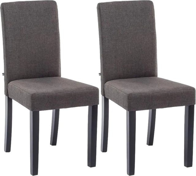 DELUKE 2er Set Esszimmerstühle DALAN aus Stoff in Dunkelgrau und Schwarz, B/T/H: 41 x 47 x 91 cm - Bild 1