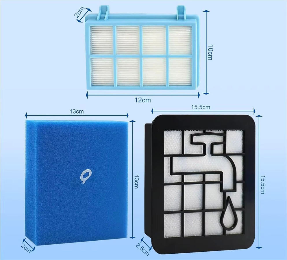 Waschbares Motor-Schaumstofffilter-Set in Blau für Philips Power Pro Compact Staubsauger FC9331/09 FC9332/09 FC8010/01 - Bild 4