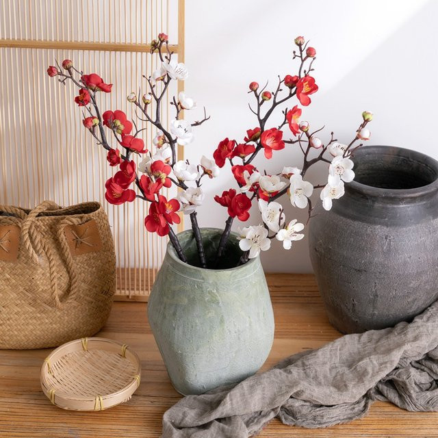 Wusmart Kirschblüten-Zweige aus Kunstseide in Weiß und Multicolour, 60 cm Sakura-Blüten für deine Tischdekoration und Hochzeitsgestaltung - Bild 1