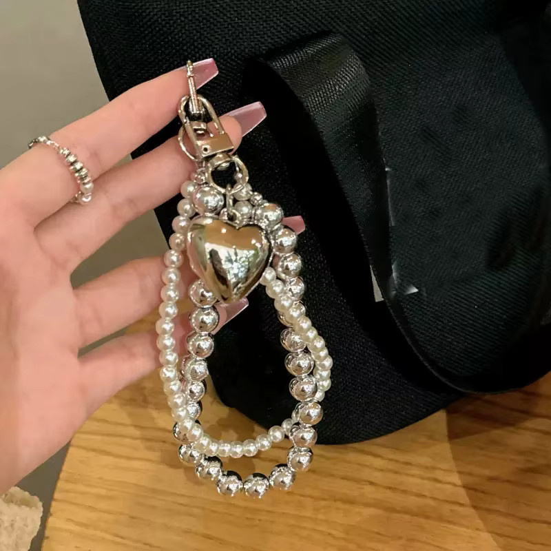 ZY Charm Perlen-Schlüsselanhänger-Armband, Herz-Design, Schleife - Bild 2