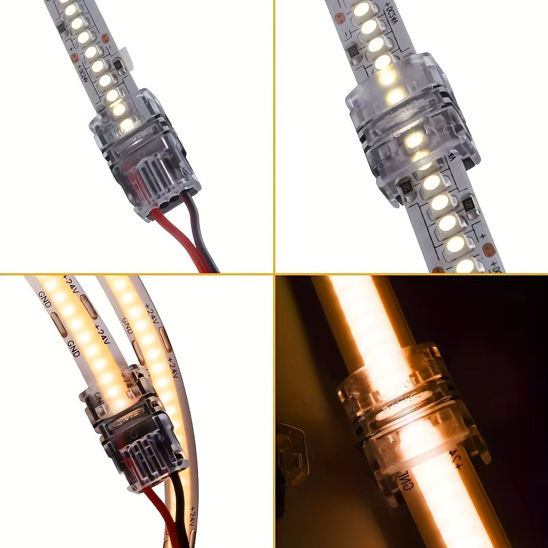 5 Stück FOB COB LED-Streifenverbinder, 2-polig für einfarbige LED-Streifen, 8mm/10mm, transparent - Bild 2