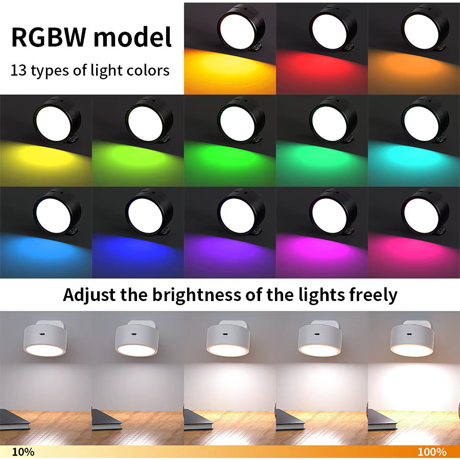 AVACOM Moderne LED Wandleuchte mit RGB-Beleuchtung, magnetisch und 360 Grad rotierbar, inklusive Fernbedienung und Akku - Bild 3