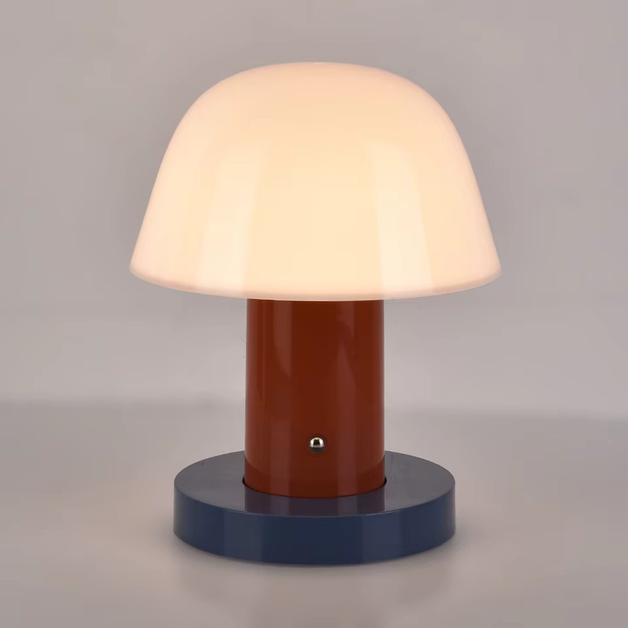Topwinson Pilz Tischlampe mit LED und Touch-Funktion, USB wiederaufladbar, warmweißes Nachtlicht in Weiß - Bild 2