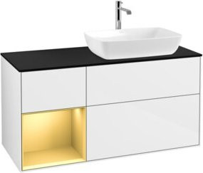 V&B Waschtischunterschrank Finion in Weiß lackiert mit goldenen Griffen, Breite: 120 cm, Tiefe: 50,1 cm, Höhe: 50,1 cm - Bild 1