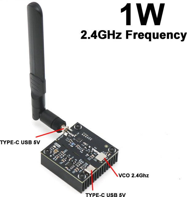 DYKBmetered 2,4GHz VCO-Generator mit 1W Signalquelle und Antenne für Bluetooth und WLAN, Schwarz - Bild 1