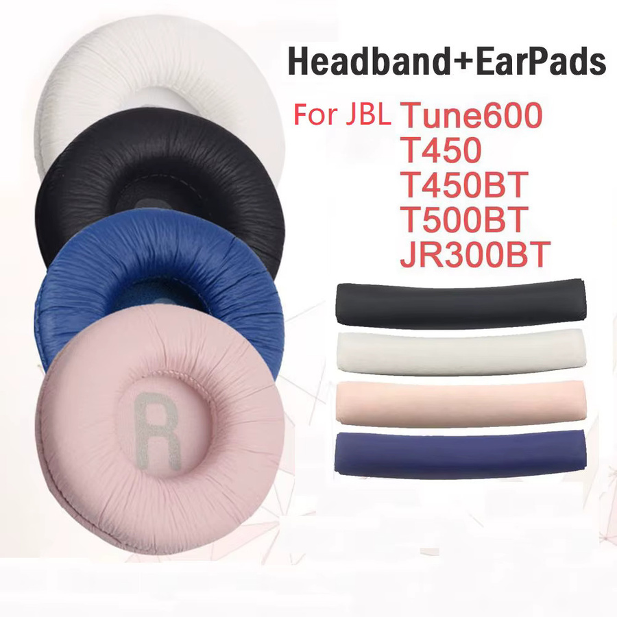 Ersatz-Ohrpolster aus weichem Leder und Schaumstoff für JBL 510BT sowie JBL Tune 600 T450 T450BT T500BT JR300BT, 70 mm, Weiß/Mehrfarbig - Bild 1