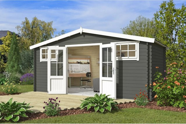 Lasita Gartenhaus Washington Satteldach in Grüngrau lasiert B/H/T: 518,6 x 245,1 x 396 cm - Bild 1