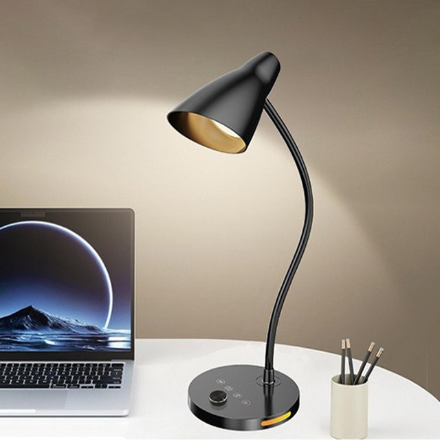 Feimefeiyou LED-Schreibtischleuchte in Schwarz, dimmbare Clip-On Leselampe aus Metall für Schreibtisch und Nachttisch - Bild 1