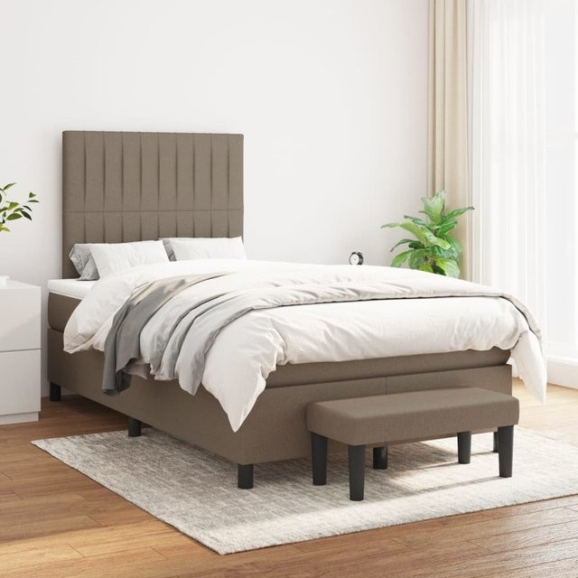 vidaXL Boxspringbett mit Matratze Hybrid-Design in Taupe, B/T: 120 x 200 cm - Bild 2