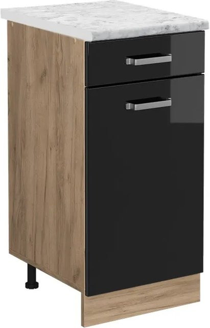 Vicco R-Line Küchenunterschrank in Schwarz Hochglanz mit Schubladen und Türen, Breite: 40 cm, Tiefe: 46 cm, Höhe: 81,6 cm - Bild 1