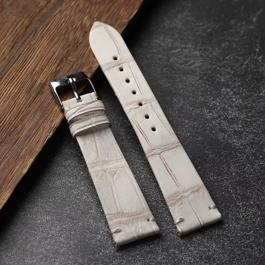 Raystray Uhrenarmband Krokodil Leder, grauweiß, Herren - Bild 2