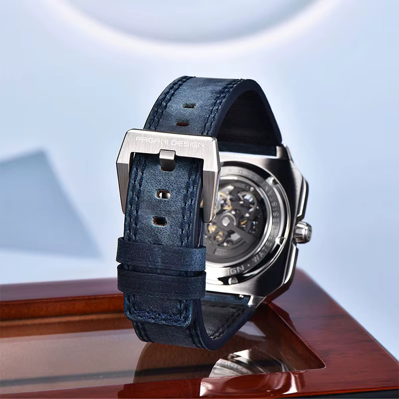 PAGANI DESIGN Armbanduhr, Automatik, Edelstahl, Leder, Schwarz, Herren - Bild 5
