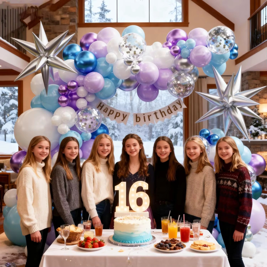 YAYB 133-teiliges Ballon-Girlandenbogen-Set mit Eis- und Schnee-Motiv in Mehrfarbig für Geburtstage, Hochzeiten und Jubiläen - Bild 2