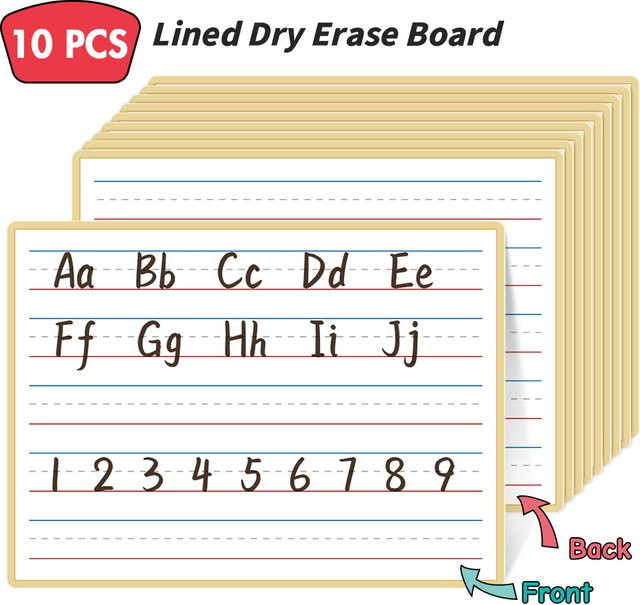 10 doppelseitig löschbare Alphabetisierungsschreibkarten mit zwei Gittern, dreireihig und alphanumerisch, multicolour, für Lernhilfen in der Grundschule - Bild 1